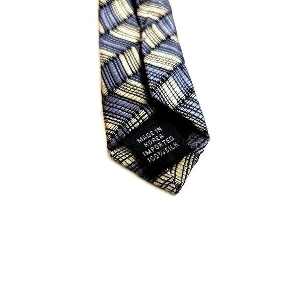 Dockers Abstract Geometric Woven Tan Gray Du Pont Teflon Wide Silk Tie - Picture 5 of 7